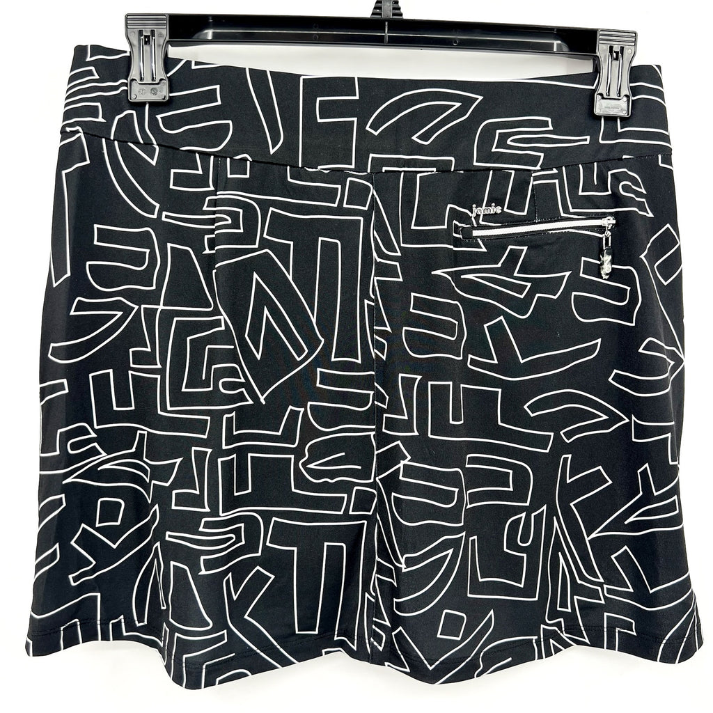 JAMIE SADOCK Women's 16" Hieroglyphics Skort Large Jet Black Print SPF NWT