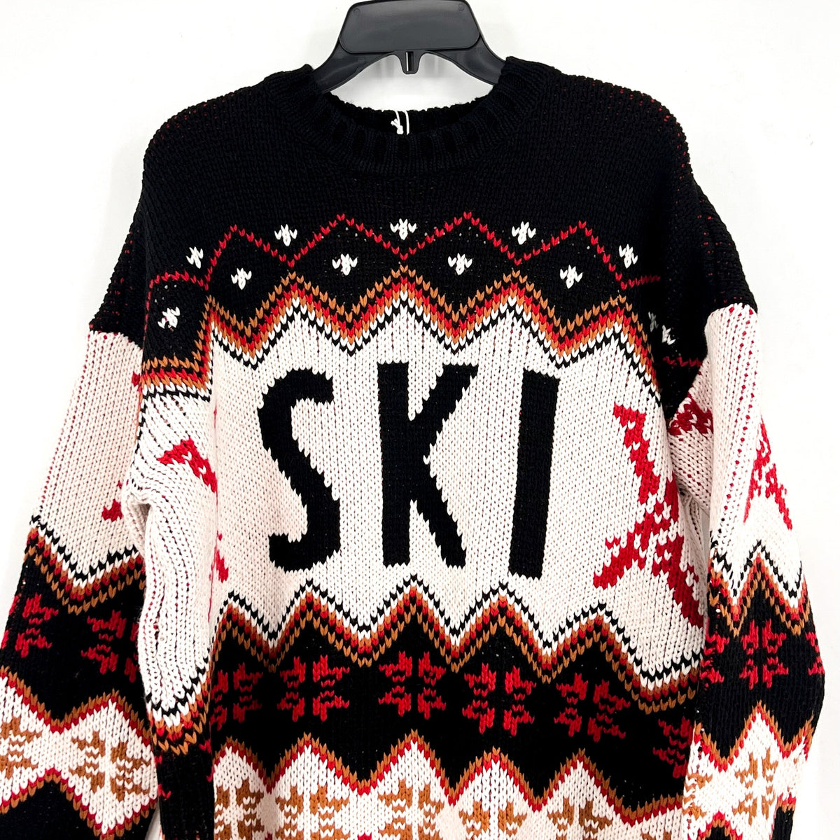 SHOW ME YOUR MUMU Women's Ski in Sweater Medium Black White Red Knit NWT