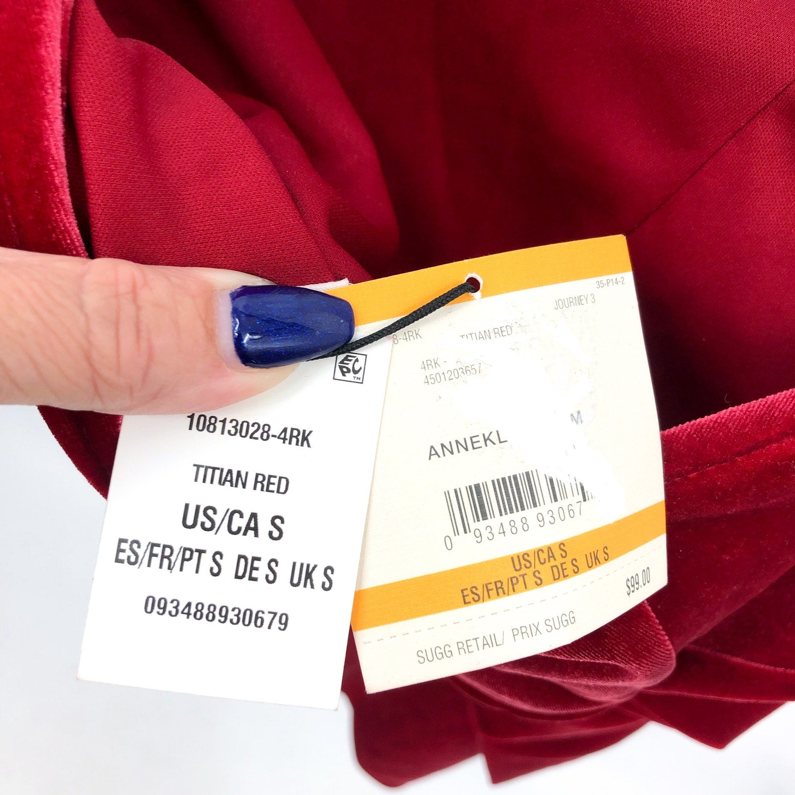ANNE KLEIN Women's Velvet Wrap Dress Small Titan Red Long Sleeve NWT