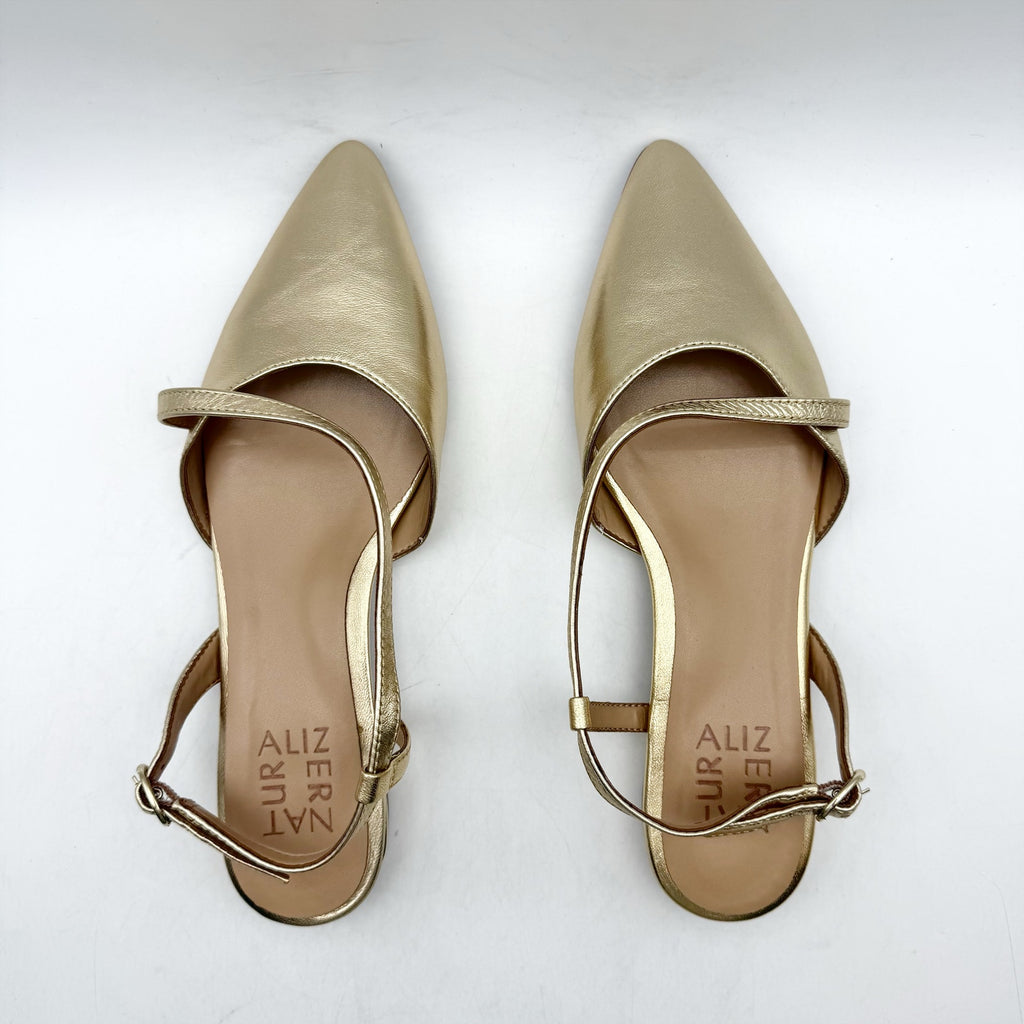 Naturalizer Womens Hawaii Slingback Flats US 5.5 M EU 35.5 Gold Leather NIB