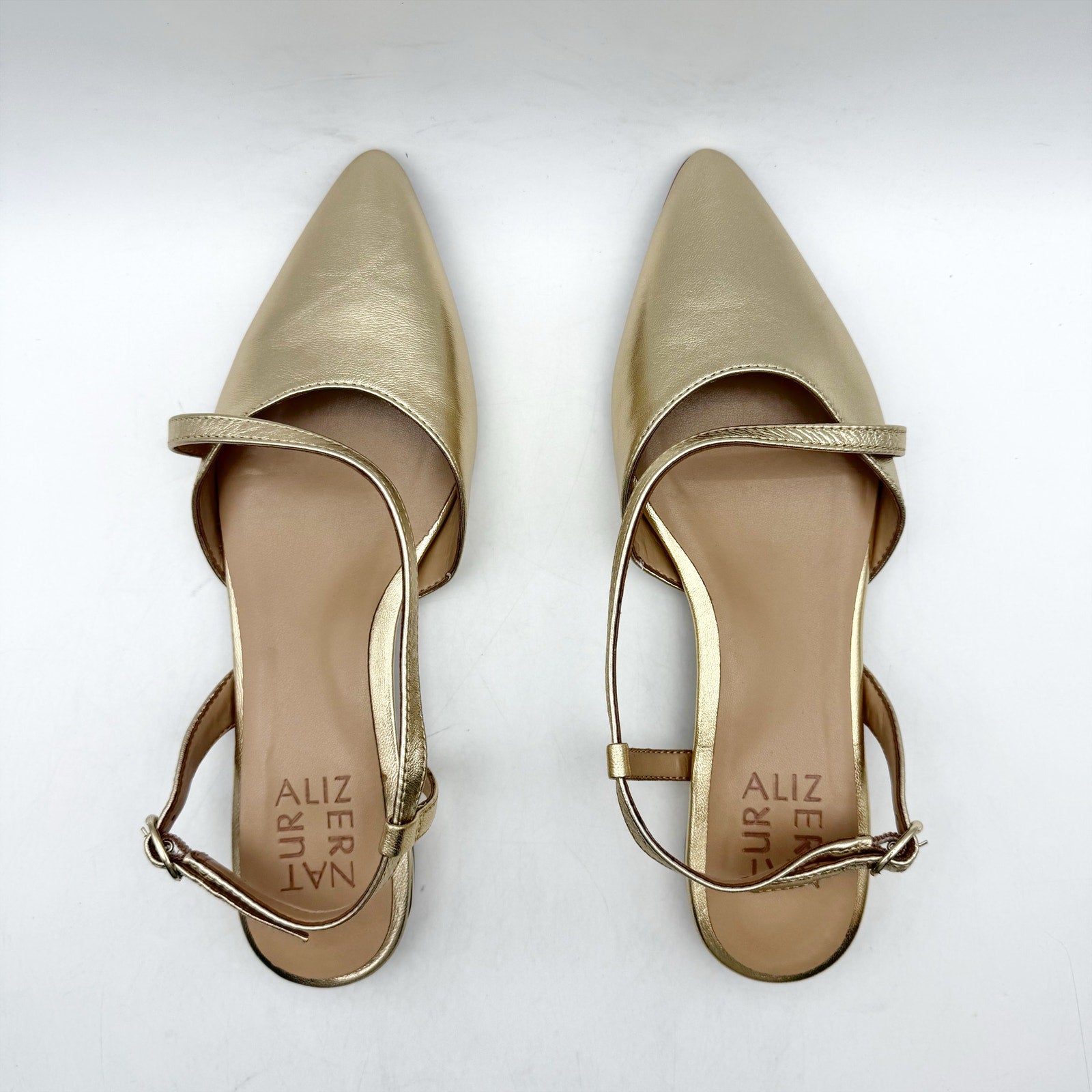 Naturalizer Womens Hawaii Slingback Flats US 5.5 M EU 35.5 Gold Leather NIB