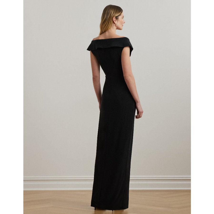 LAUREN RALPH LAUREN Off-the-Shoulder Gown Size 6 Black Jersey Dress Formal NWT