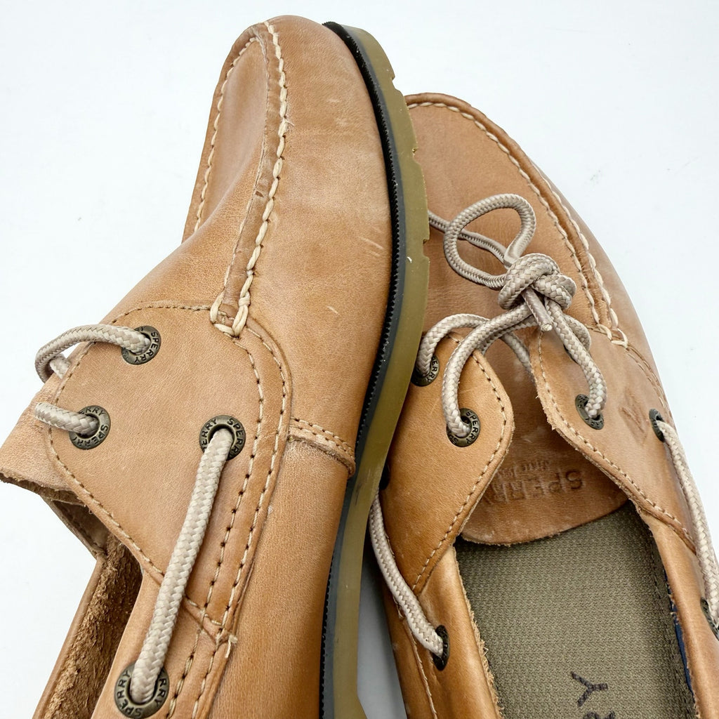 SPERRY Mens Leeward Boat Shoes Size 12 EU 45.5 Brown Leather NWOB