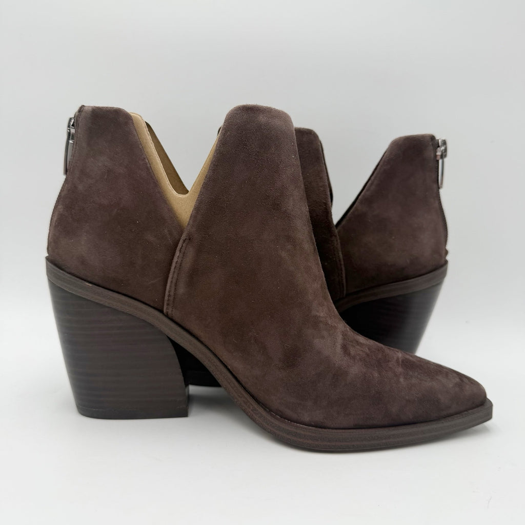 Vince Camuto Womens Gigietta Ankle Bootie Size 8 Brown Suede Heel NWOB