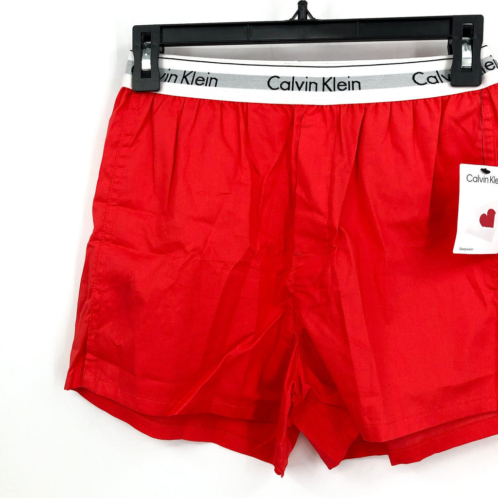 CALVIN KLEIN Womens Modern Sleep V Day Boxer Shorts XS Orange Cotton NWT