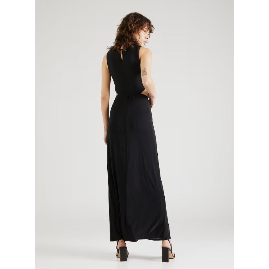 TOPSHOP Women's Jersey Draped Midi Dress Small 4-6 Black Sleeveless Cut Out NWT