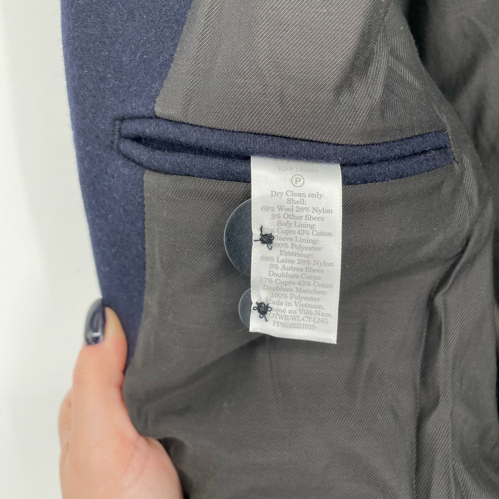 Everlane Mens The ReWool Overcoat Size Small Navy Blue Wool Blend NWT $298