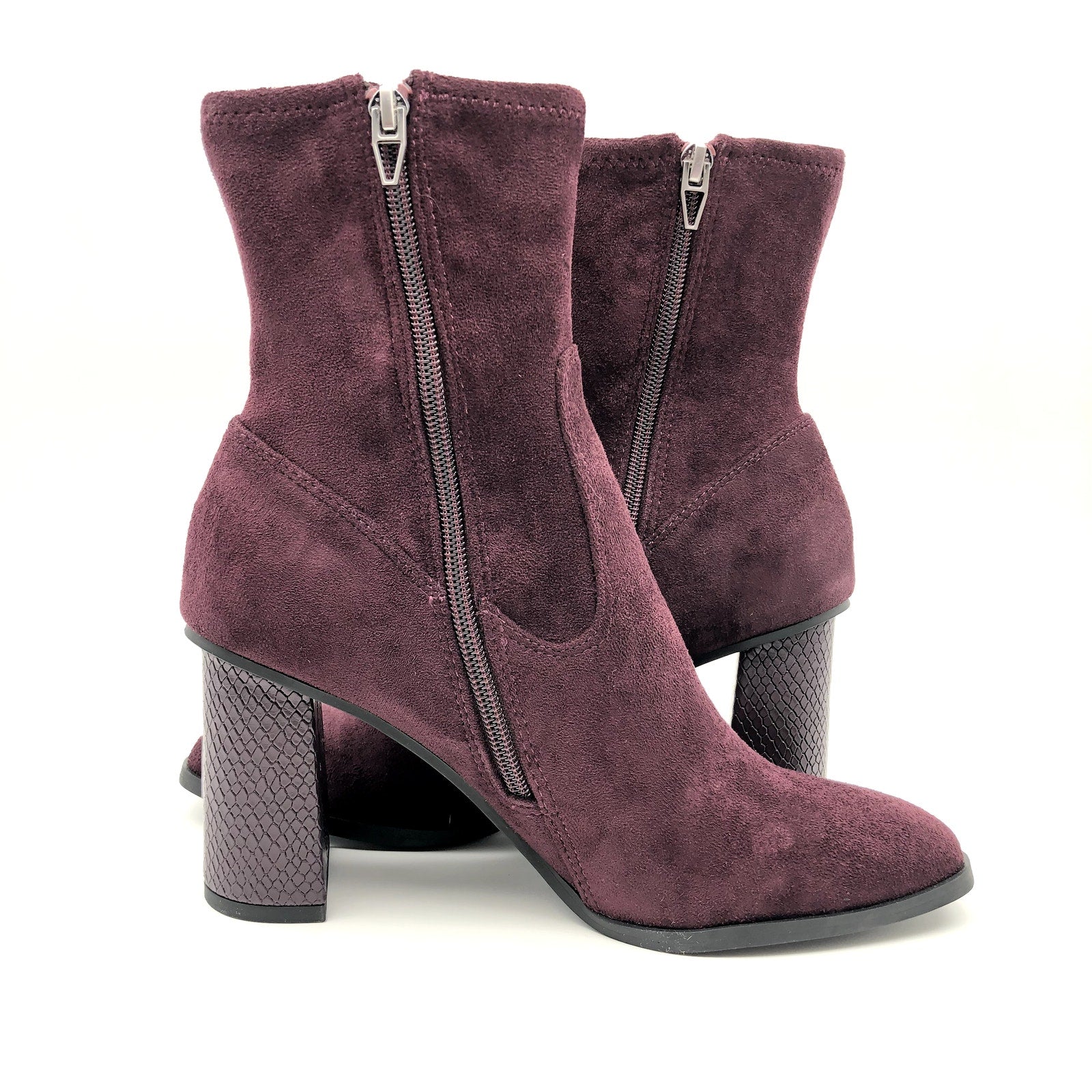 Dolce Vita Womens Ankle Booties Size 7.5 Dark Red Textured Heel NWOB