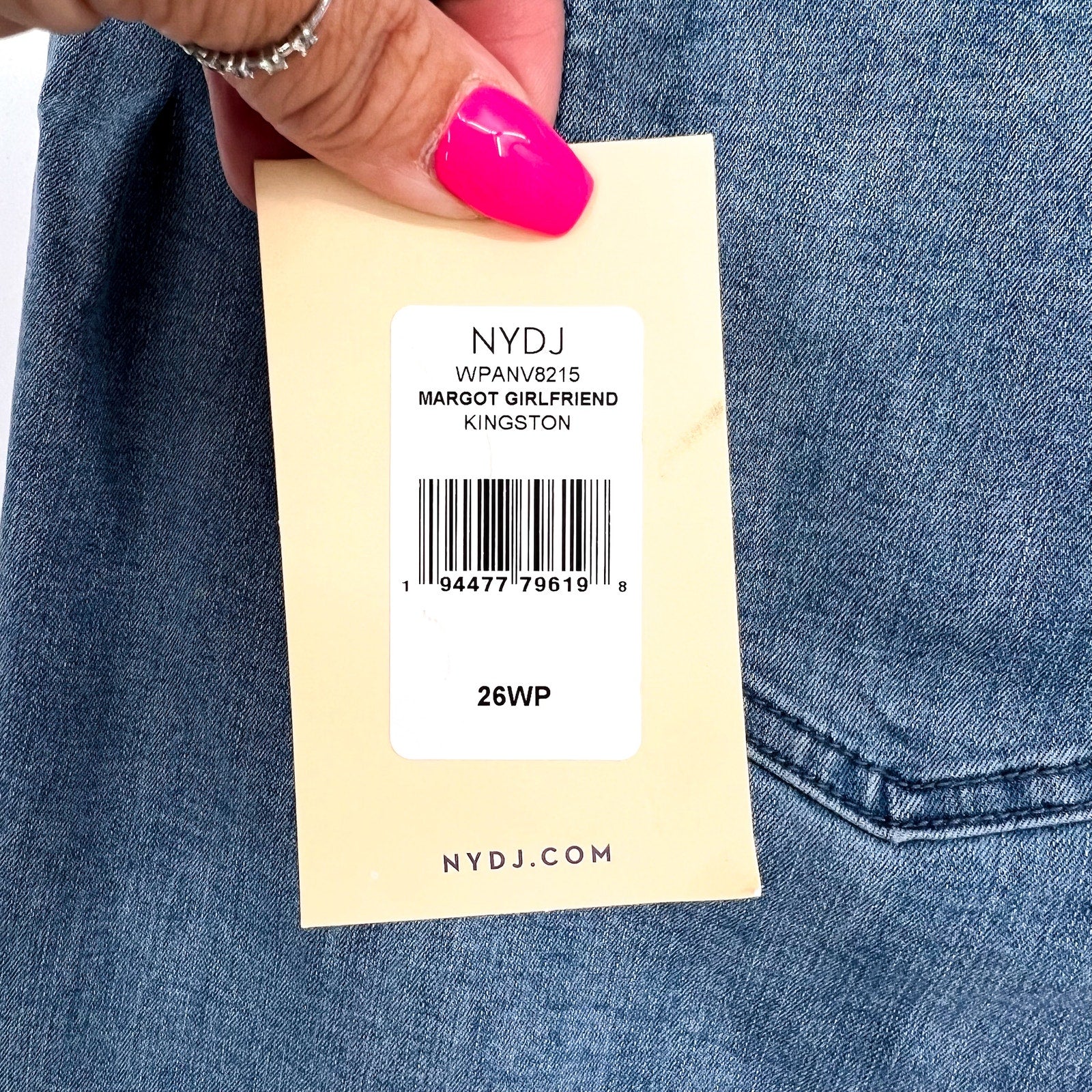 NYDJ Womens Margot Girlfriend Jeans Size 26W PETITE Kingston Blue NWT