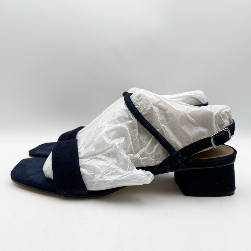 Bernardo Womens Josei Heeled Sandal US 11 Navy Blue Suede Leather NIB