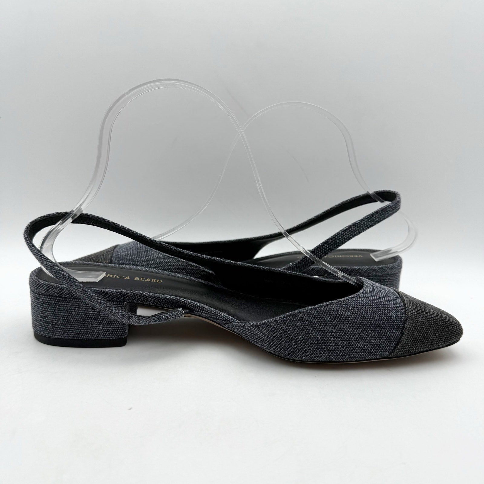 Veronica Beard Womens Cecile Denim Cap Toe Slingback Heel US 8 M Blue Black NWOB