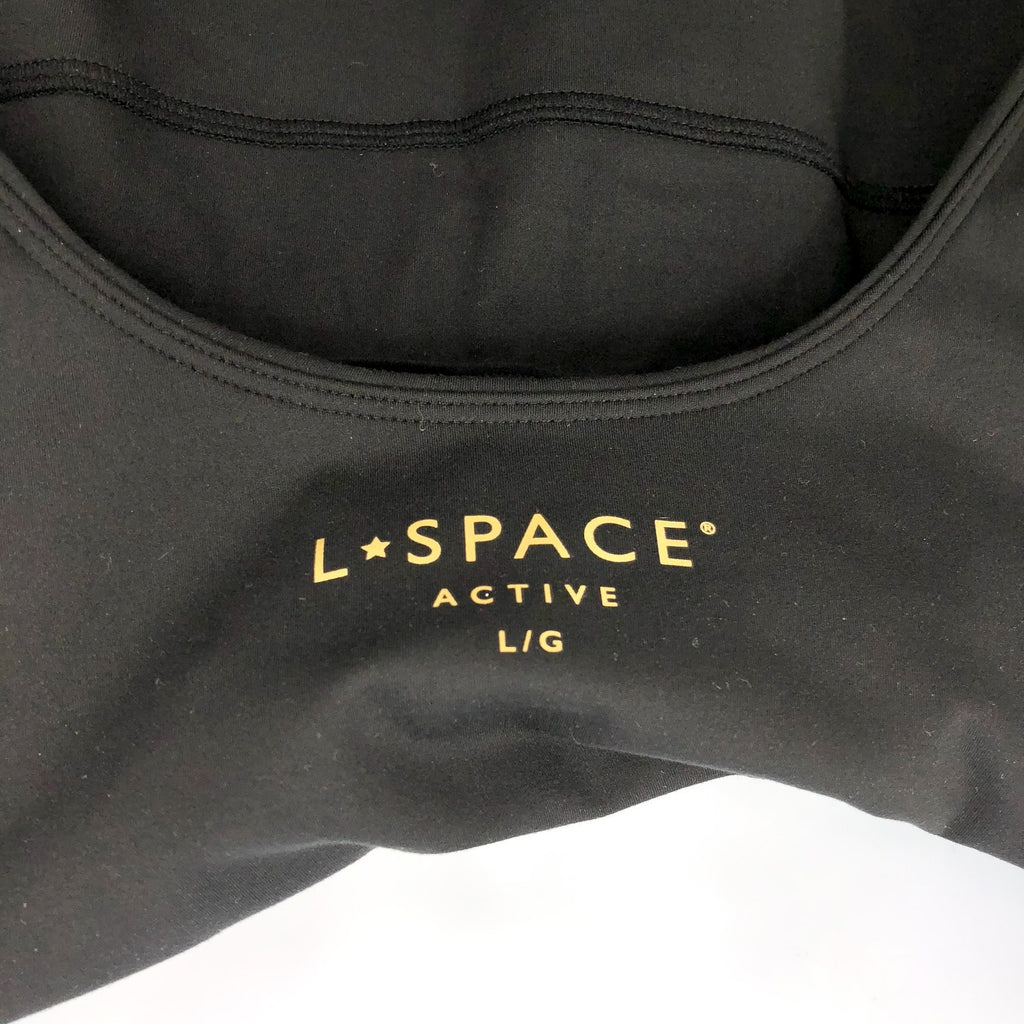 L*SPACE Women's Patterson Athletic Dress Large Black Tank Built in Short  NWT