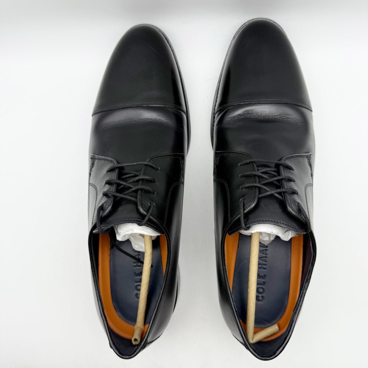 Cole Haan Mens Lenox Hill Cap Oxford Shoes US 11.5 Wide Black Leather NIB