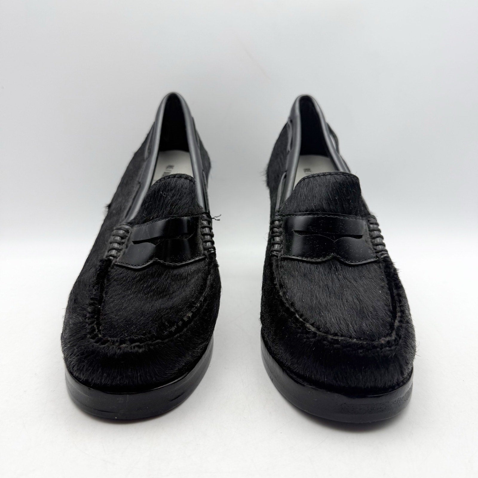 RE/DONE + Weejuns Womens Heeled Loafers US 9 M Black Calf Hair Leather NWOB