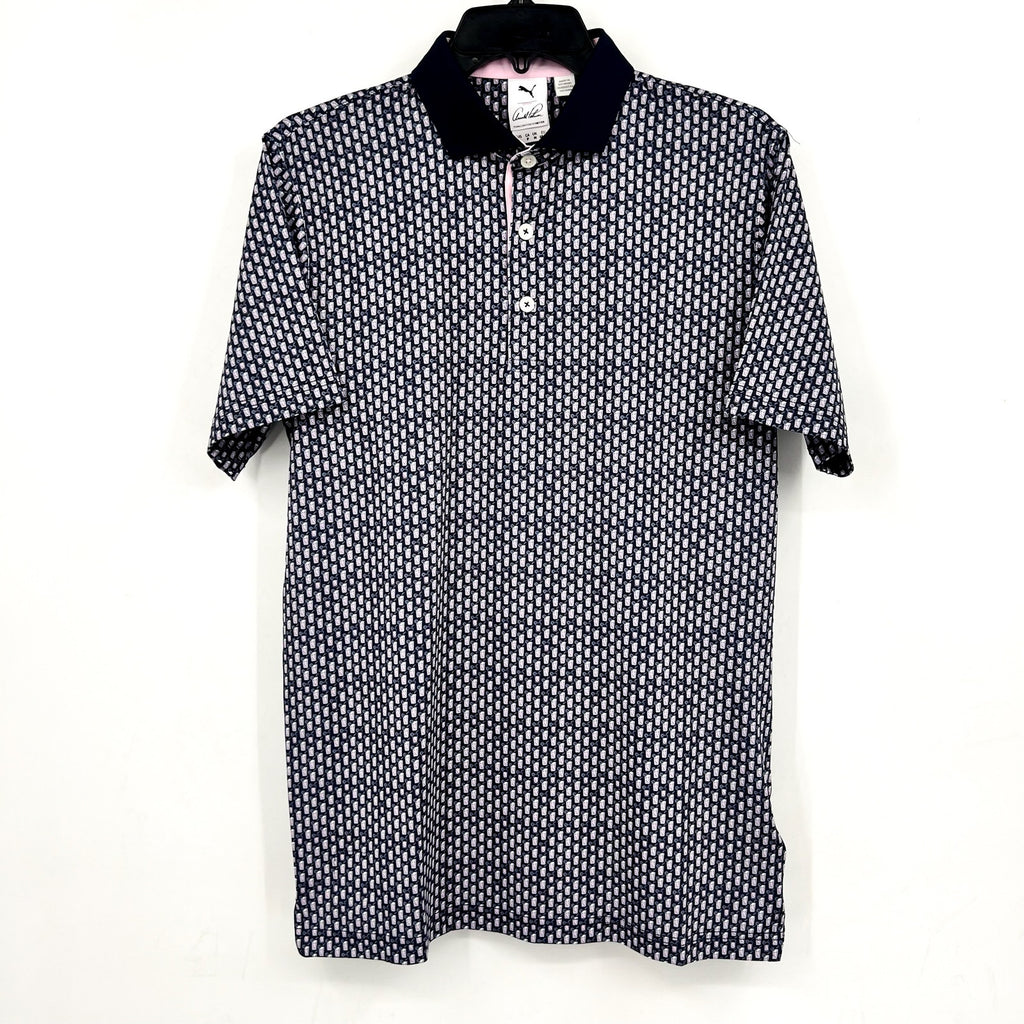 PUMA X ARNOLD PALMER Iced Tea Polo Shirt Small Navy Blue Short Sleeve Golf NWT
