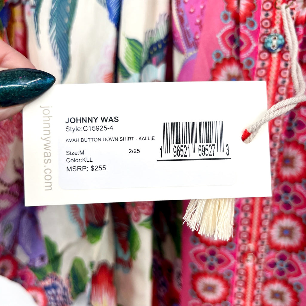 JOHNNY WAS Women's Avah Silk Blouse Medium Kallie Floral Button Down NWT
