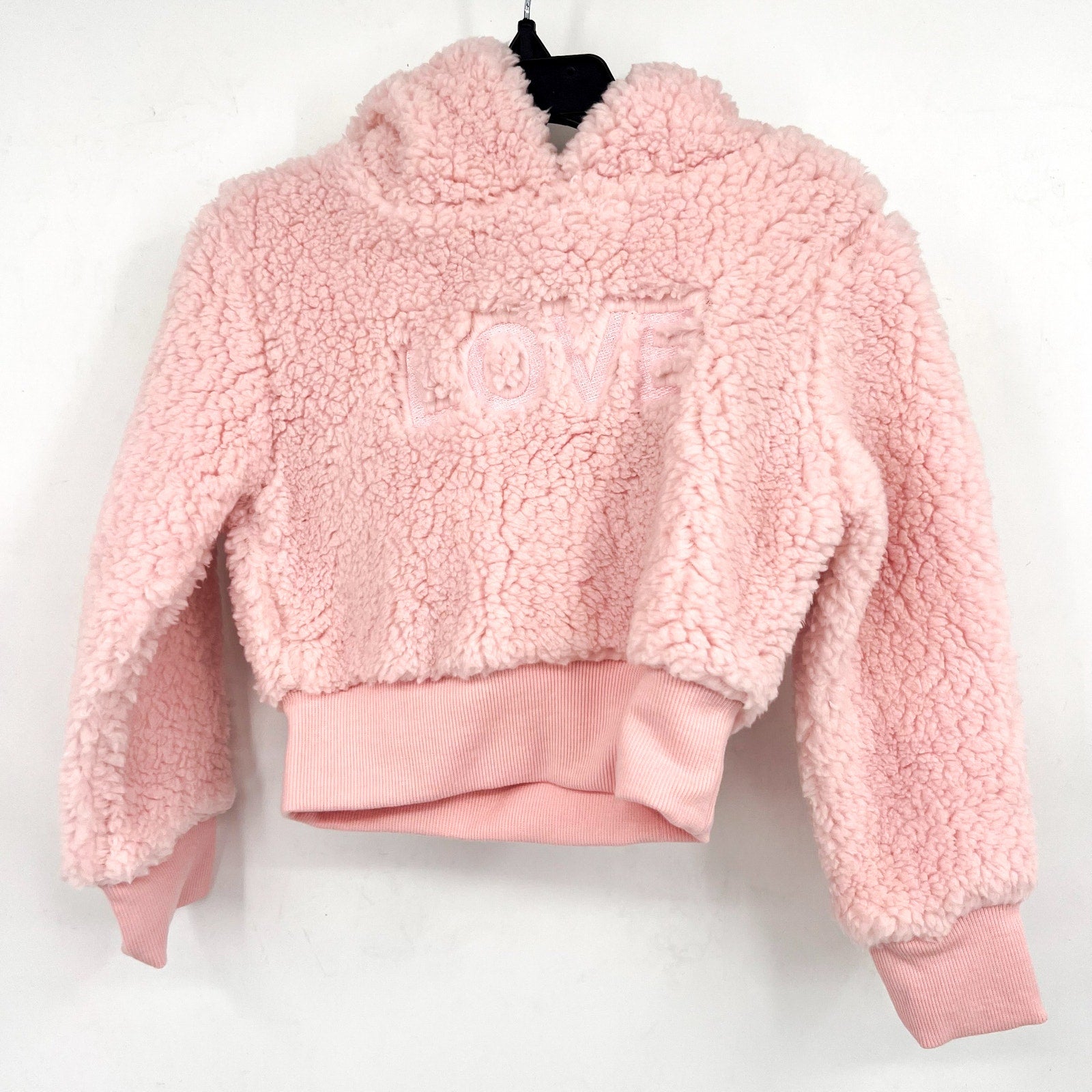 BARDOT JUNIOR Girl's Love Fluffy Sweatshirt 2T Blush Pink Hoodie NWT