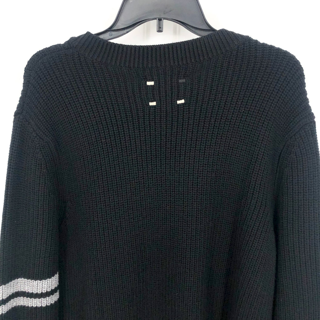 LABEL Men Go-To Sweater Medium Black Grey Merino Wool Knit Crewneck Pullover NWT