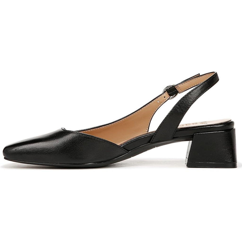 NATURALIZER Womens Jayla Low Slingback Pumps Size 6 WIDE Black Leather Heels NIB