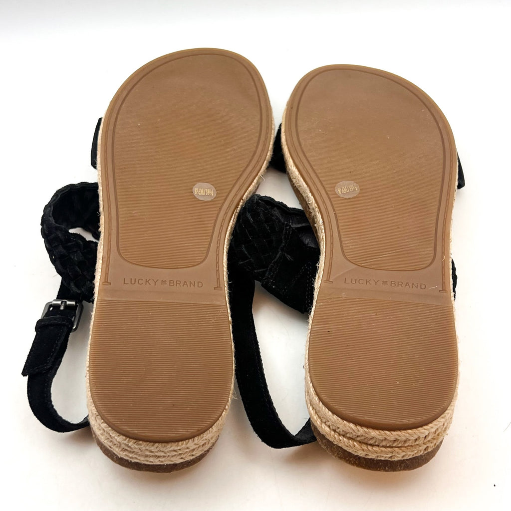 LUCKY BRAND Women's Gloreah Espadrille Flat Sandals Size 8.5M Black NWOB