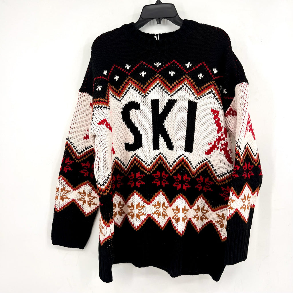 SHOW ME YOUR MUMU Women's Ski in Sweater Medium Black White Red Knit NWT