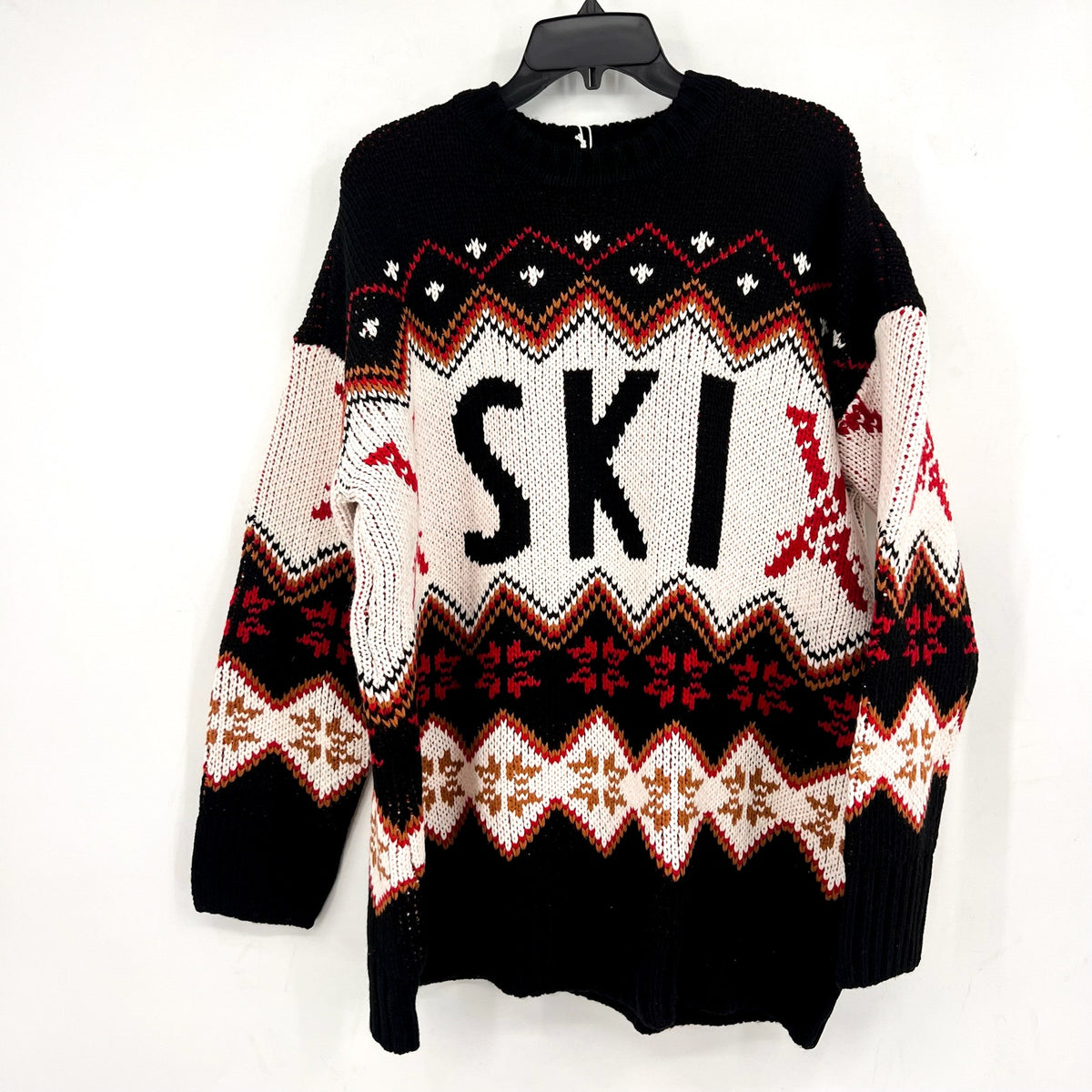 SHOW ME YOUR MUMU Women's Ski in Sweater Medium Black White Red Knit NWT
