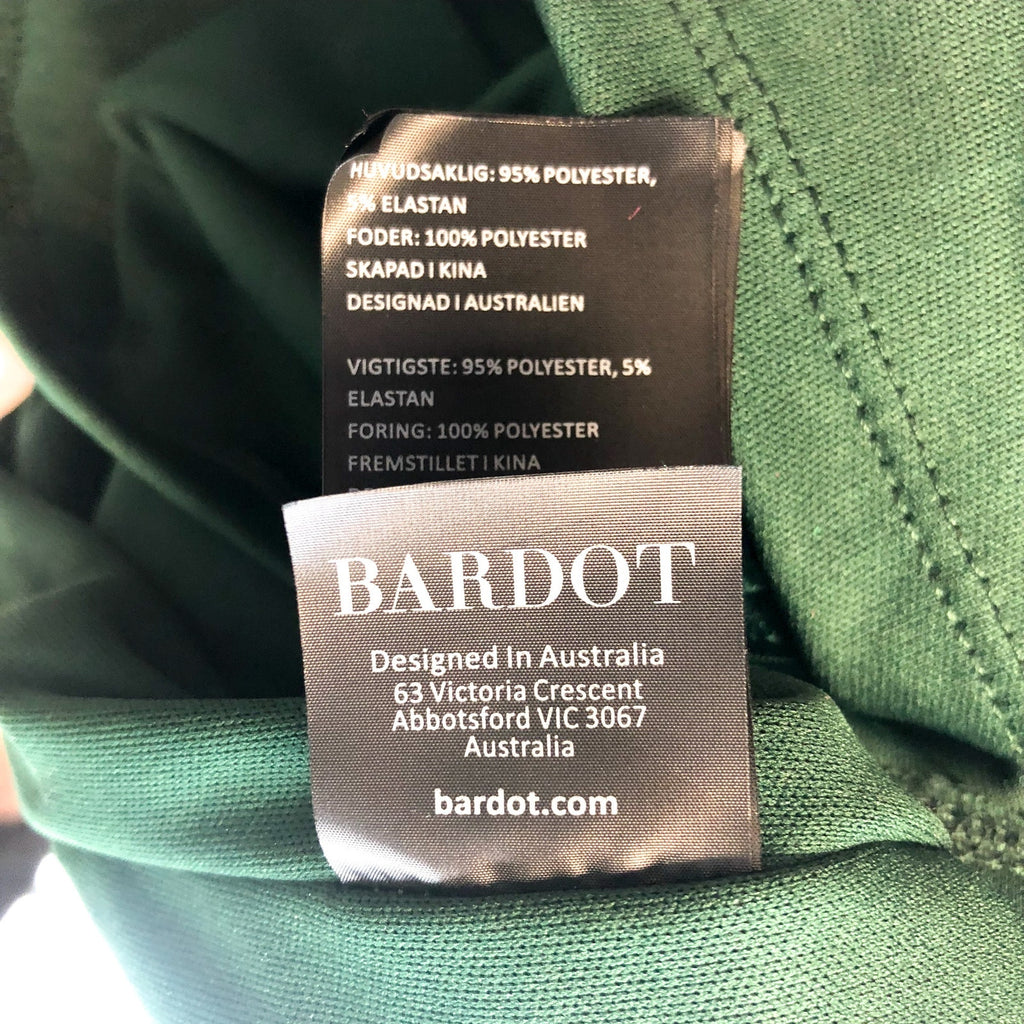 BARDOT Women's Kalani Cowl Back Velvet Dress US 4 Dark Green Long Sleeve NWT