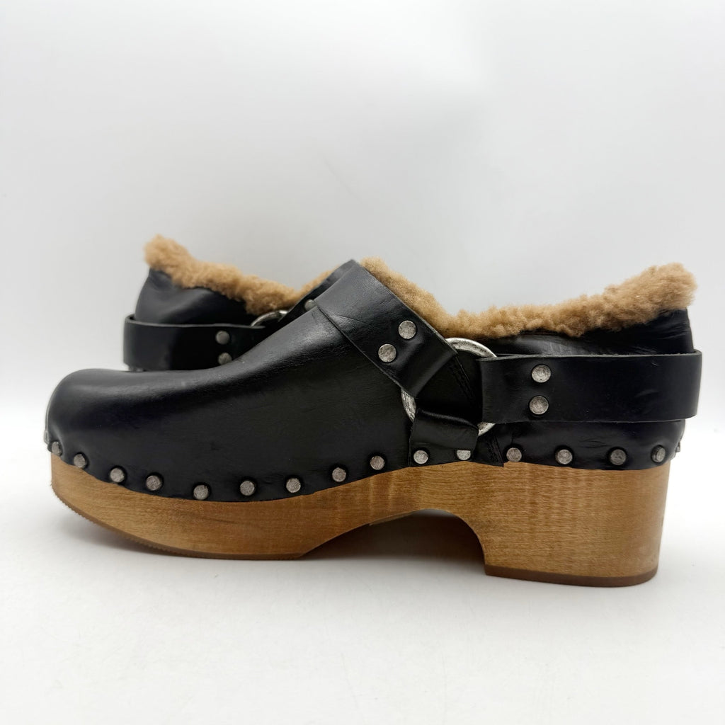 RE/DONE Womens 70s Slingback Clogs EU 40 US 10 Black Leather Studded NWOB