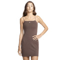 NIKE Women's Sportswear Chill Knit Mini Cami Dress XS Brown Ribbed NWT