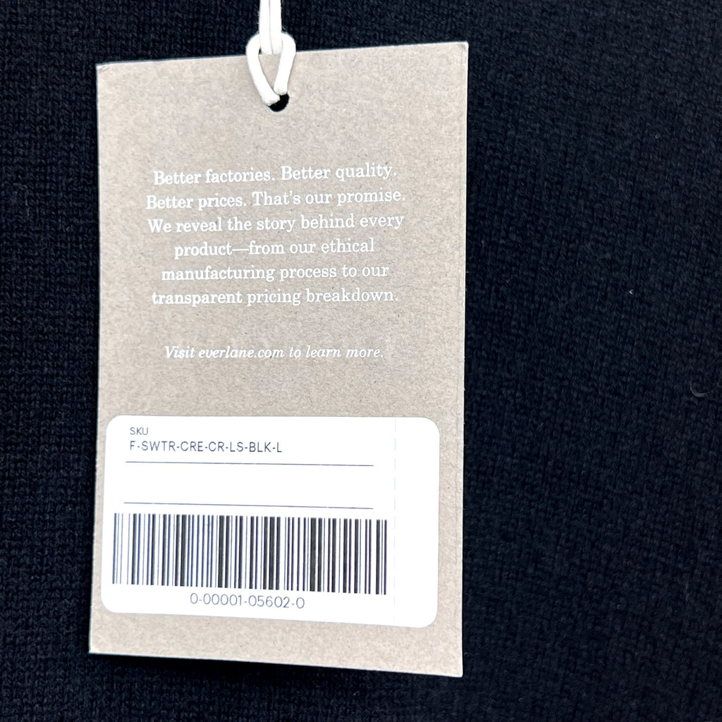 EVERLANE Women's The Classic Crew Cashmere Sweater Large Black NWT