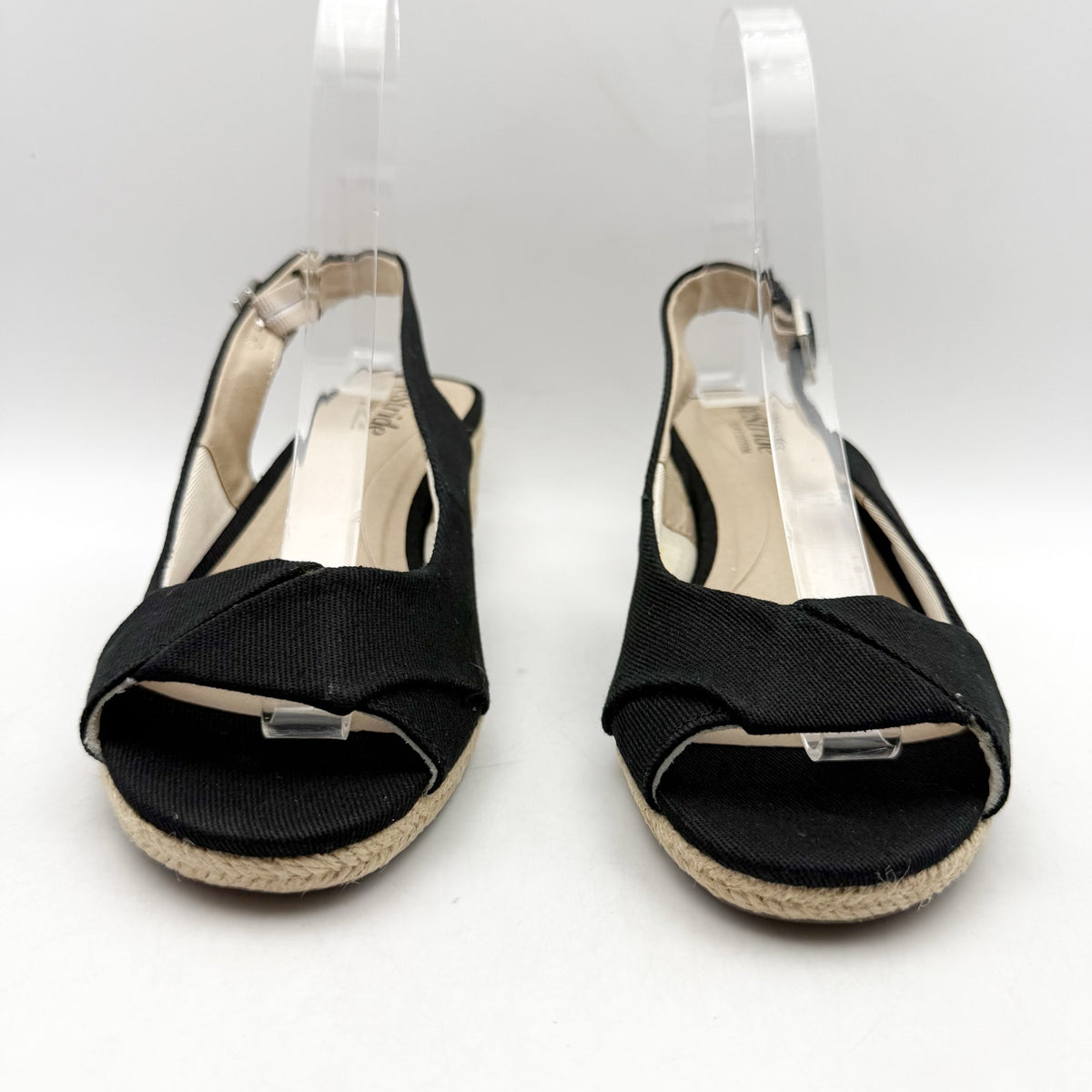 LifeStride Womens Socialite Wedge Sandals Size 6.5 M EU 36.5 Black Canvas NWOB