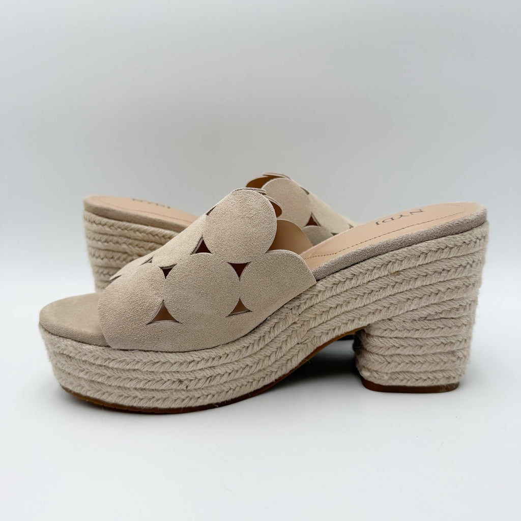 NYDJ Womens Helene Heeled Sandals Size 8.5 M Sand Beige Suede Platform NIB