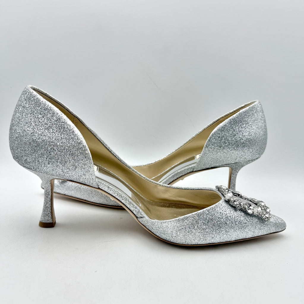 Badgley Mischka Womens Fabia ll Pumps Size 10 Silver Satin Embellished NWOB