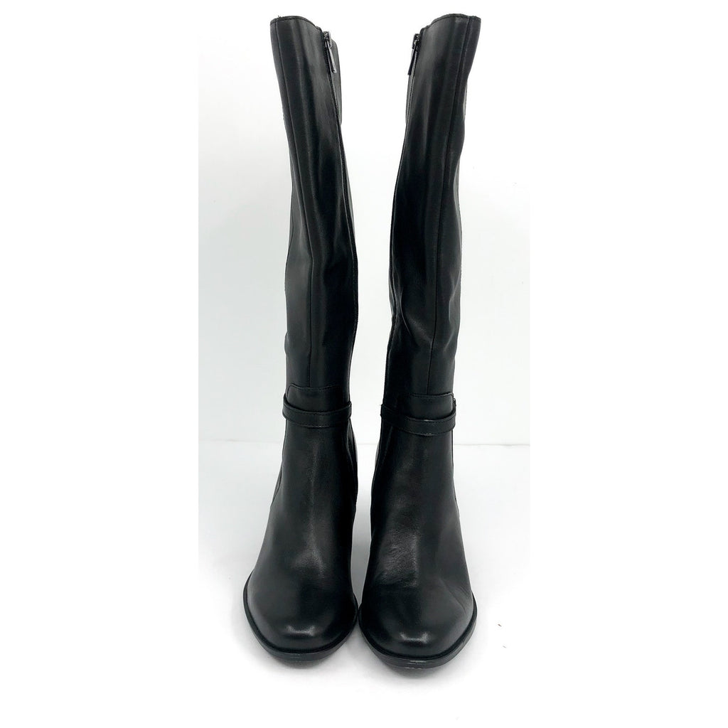 NATURALIZER Women's Kalina Boot 7.5 Wide WIDE CALF Black Leather Knee High NWOB