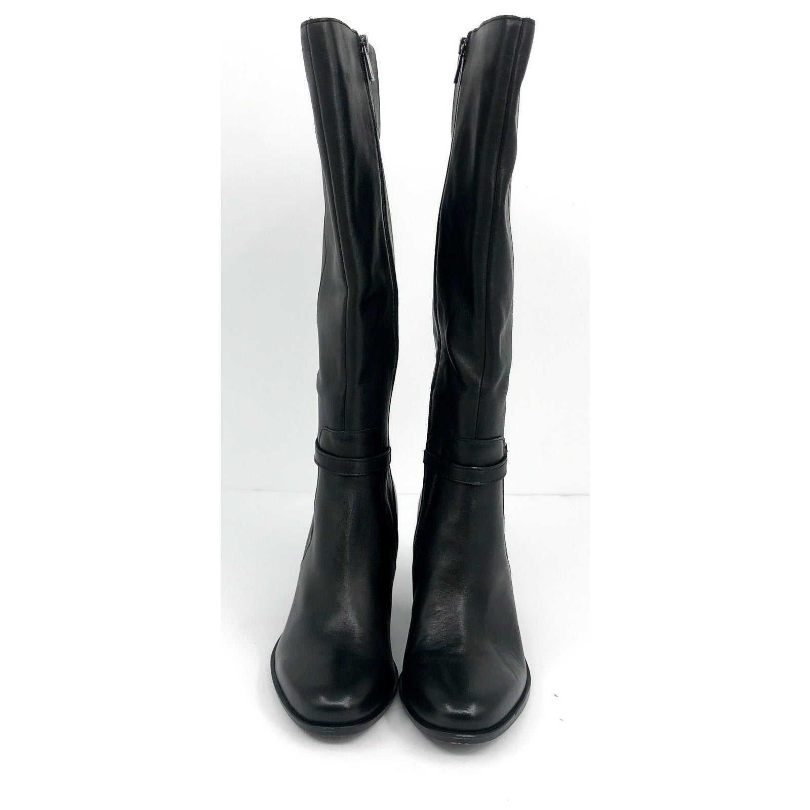 NATURALIZER Women's Kalina Boot 7.5 Wide WIDE CALF Black Leather Knee High NWOB