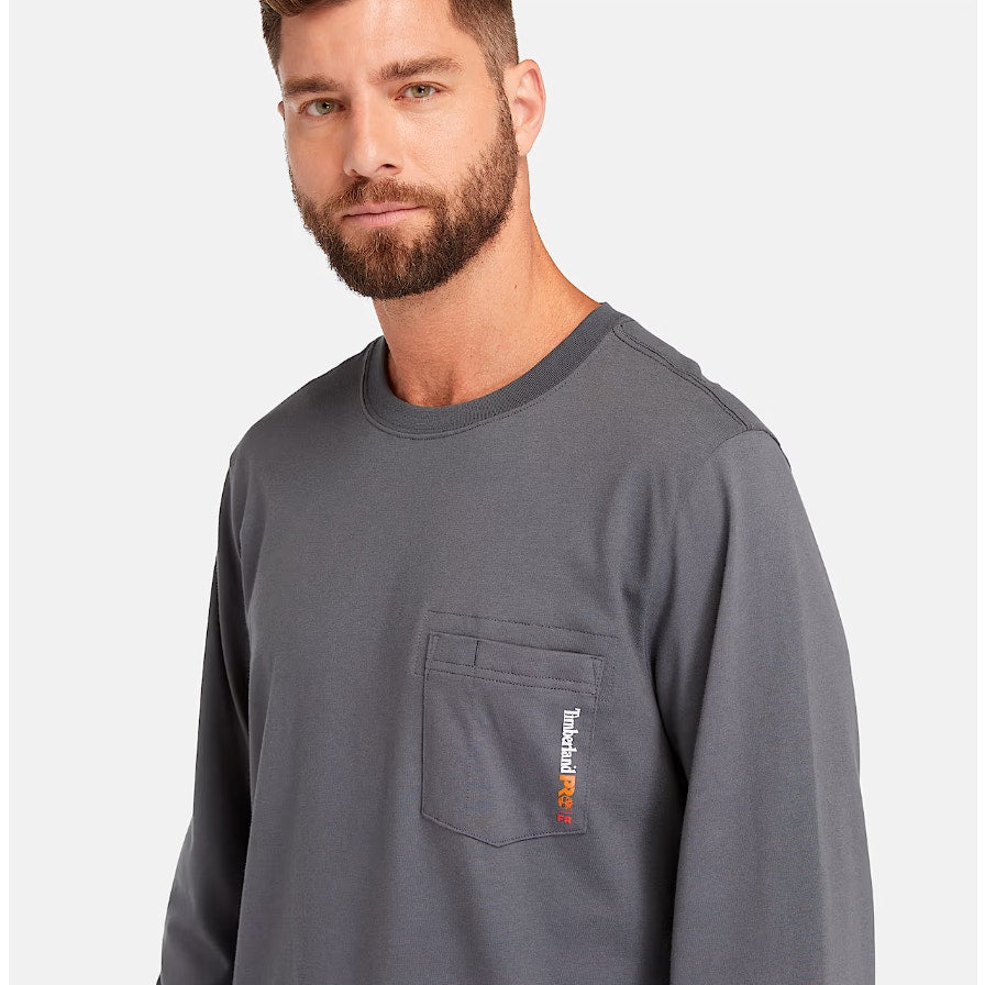 TIMBERLAND PRO Mens Cotton Core Flame-Resistant LS T-Shirt Large Gray NWT