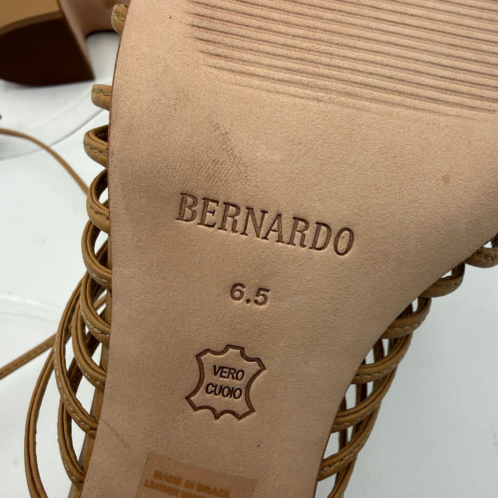 Bernardo Womens Briga Strappy Block Heel Sandals Size 6.5 Tan Dune Leather NWOB