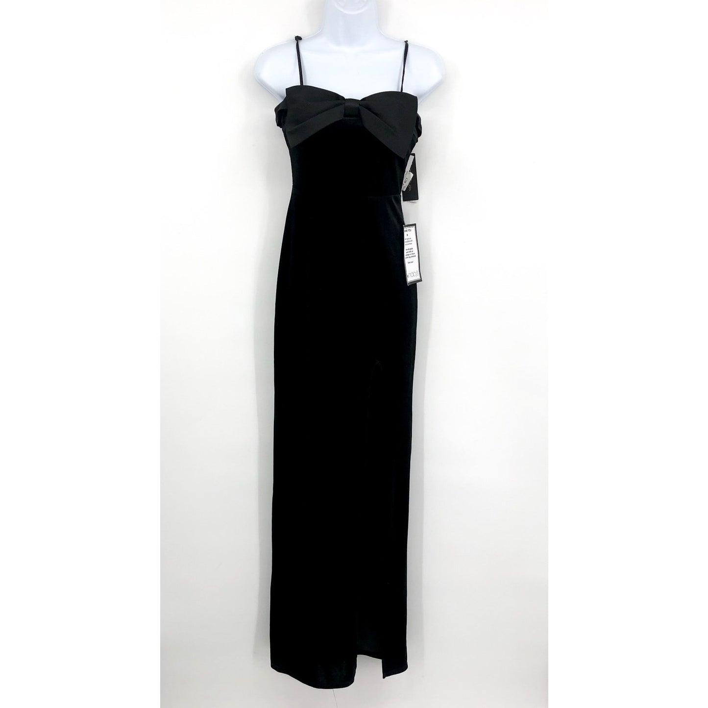 CITY STUDIO Bow-Neckband Long Velvet Gown Size 3-4 Black Formal NWT