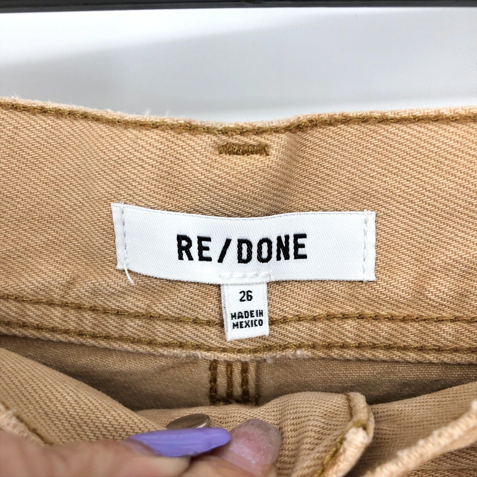 RE/DONE Womens Utility Loose Jeans US 2 26 Tan Washed Khaki Relaxed Straight NWT