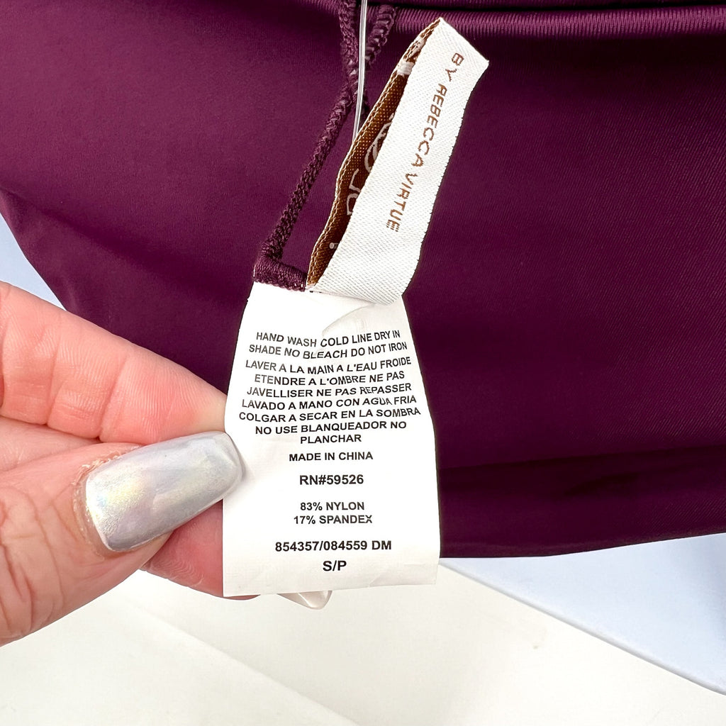 BECCA Women's Muse Side Ruched Bikini Bottoms Small Aubergine Purple Hipster NWT