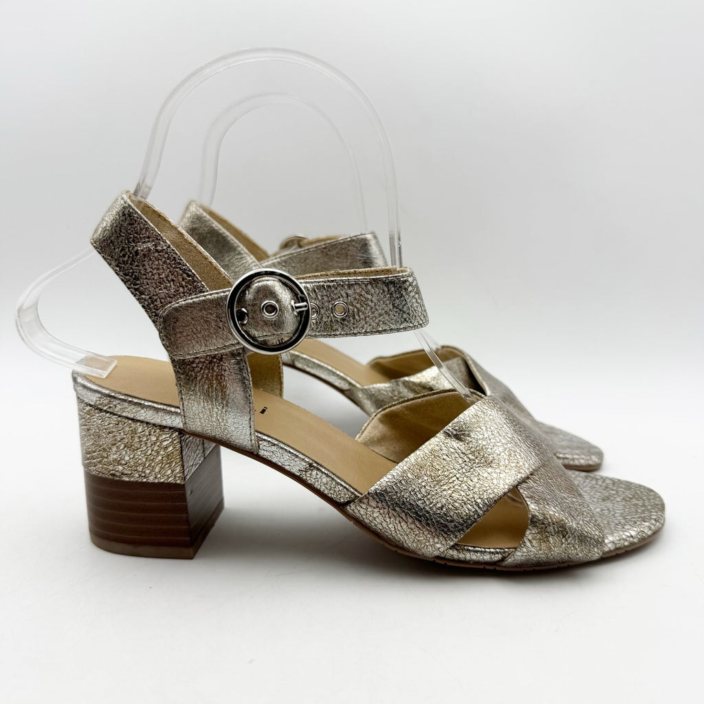 Vaneli Womens Moral Heeled Sandals US 7 M Metallic Gold Leather NWOB