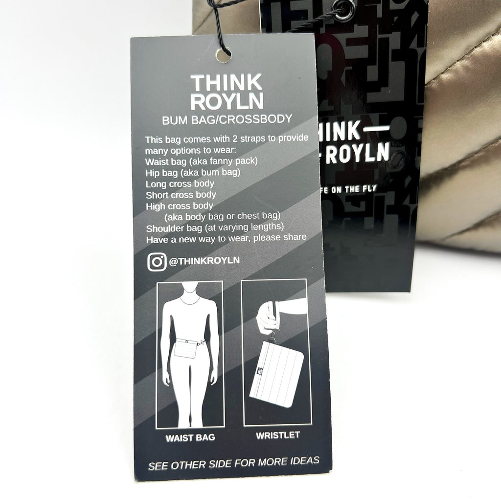 THINK ROYLN Women's Diagonal Bum Bag 2.0 Medium Pearl Pyrite Gold NWT