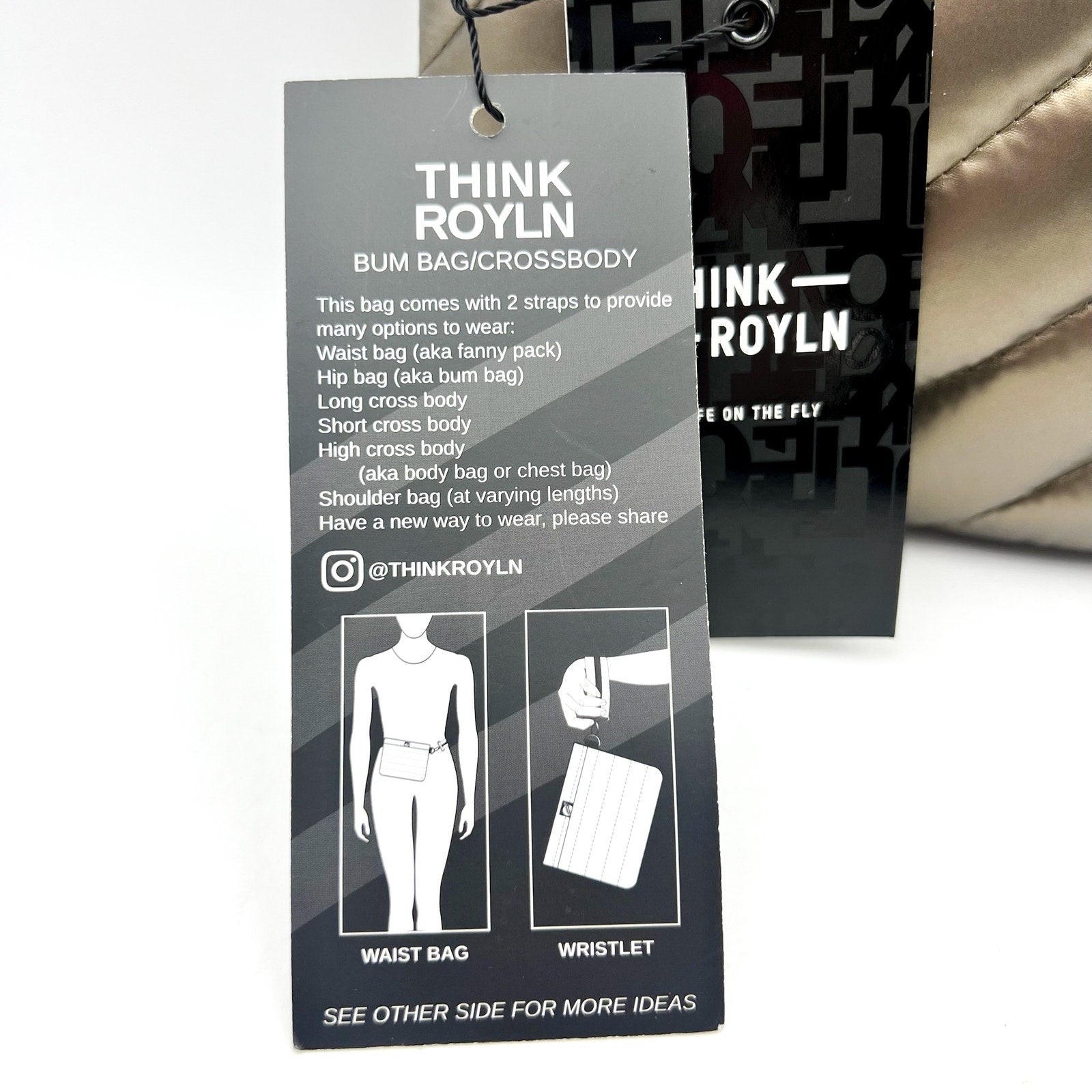 THINK ROYLN Women's Diagonal Bum Bag 2.0 Medium Pearl Pyrite Gold NWT
