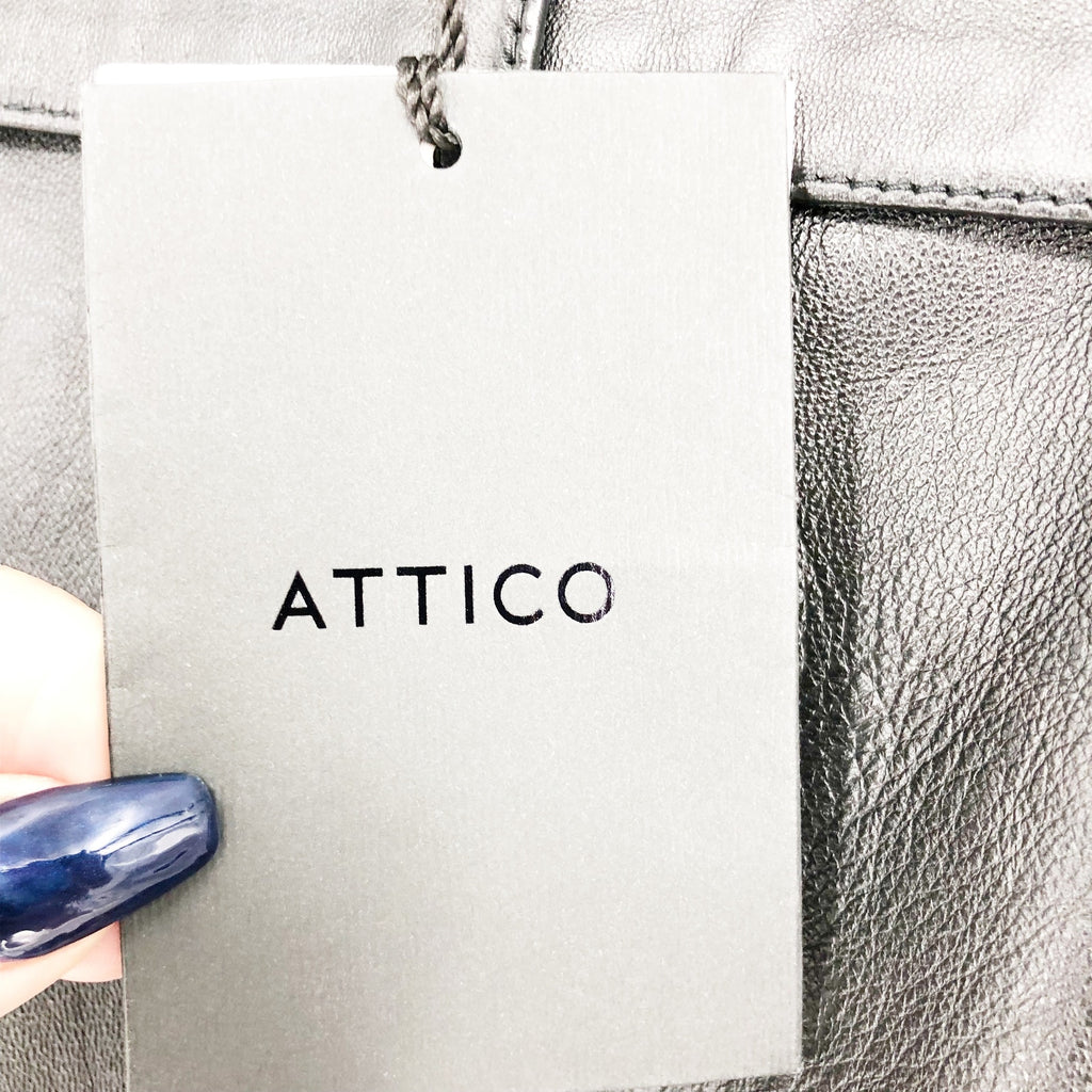 ATTICO Women's Leather Paper Bag Pants IT 40 US Small Black Tie Cuff Belted NWT