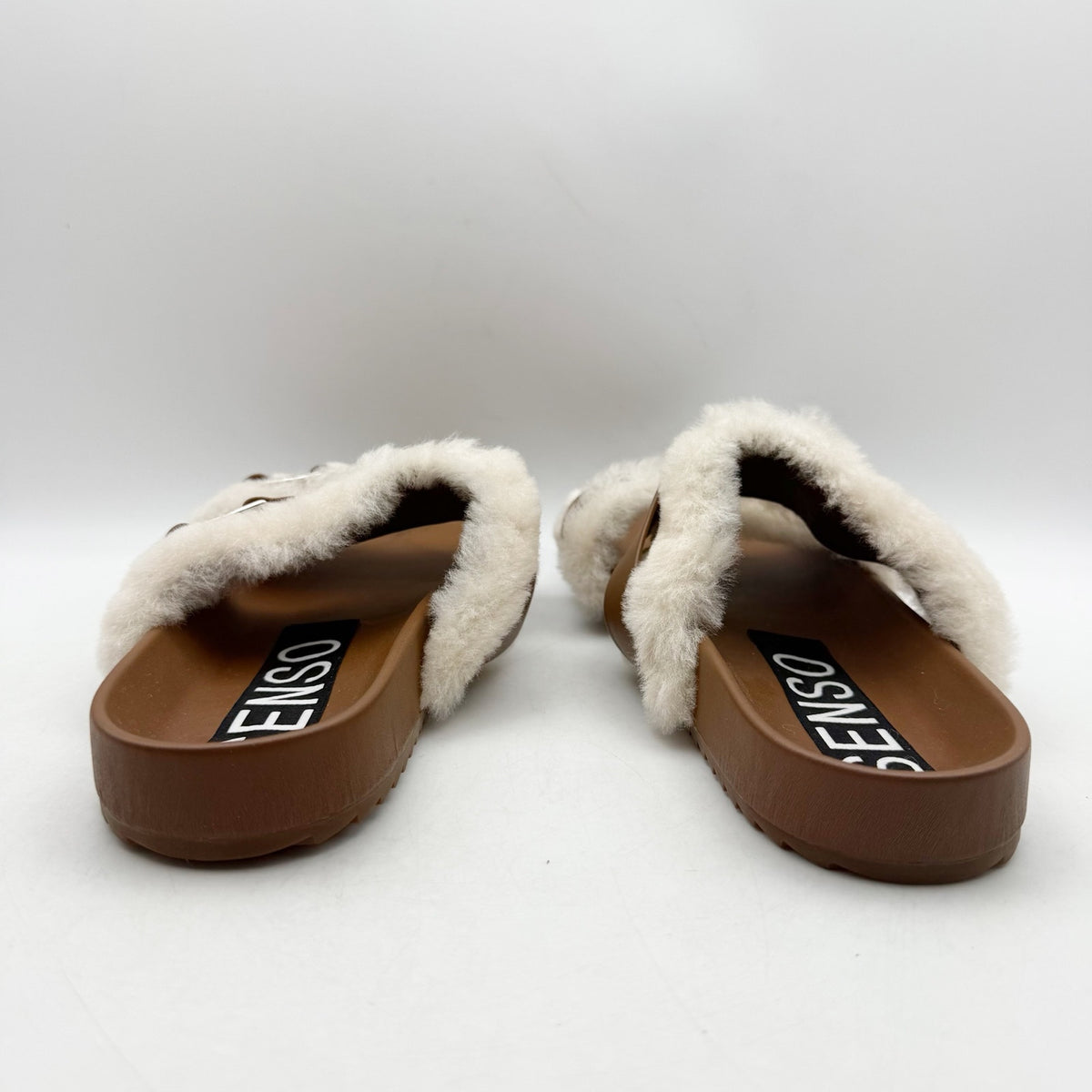Senso Womens Dalley Slide Sandals EU 42 US 12 M Brown Leather Shearling NWOB