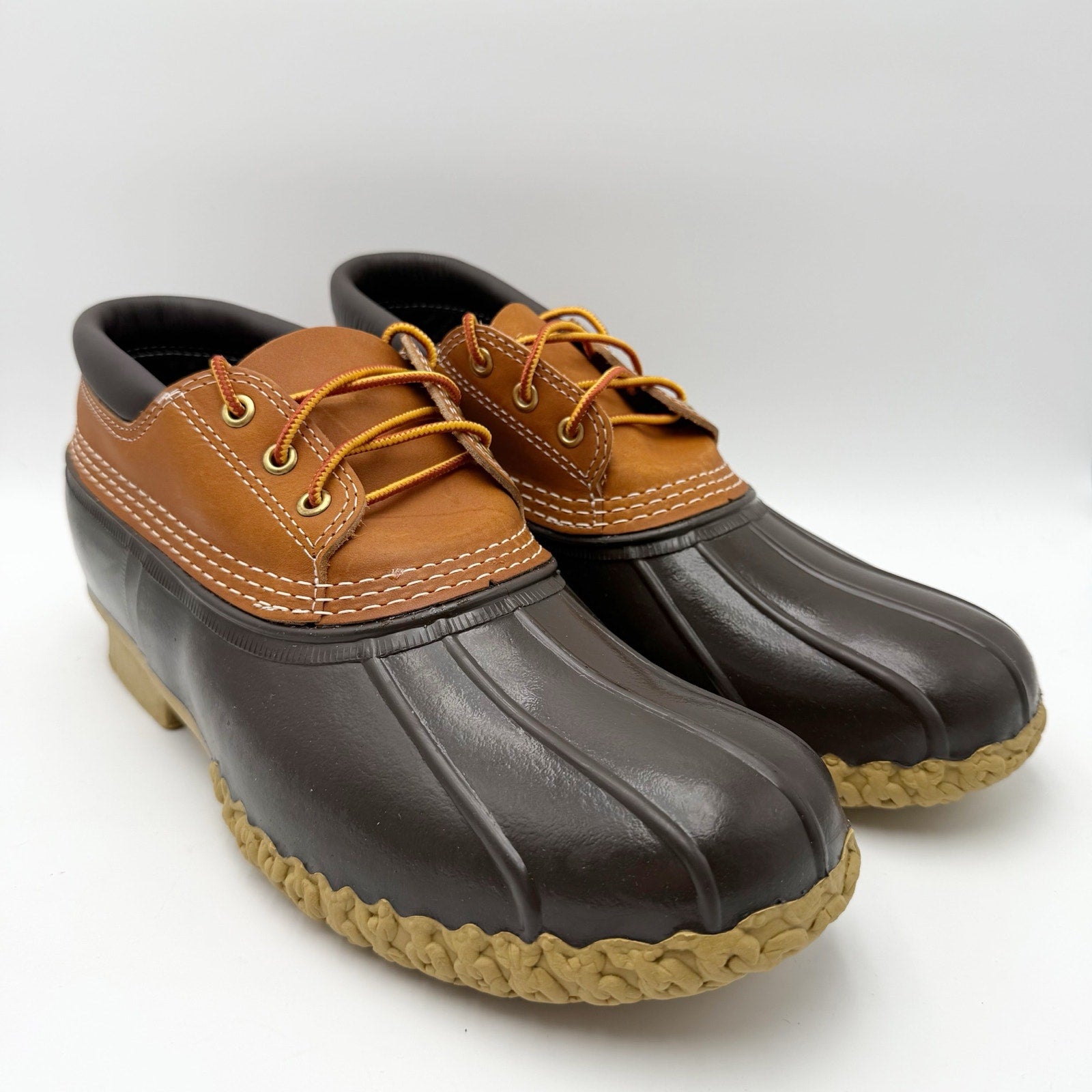 L.L.Bean Mens Gumshoe Ankle Booties Size 12 Brown Leather Rubber Waterproof NIB
