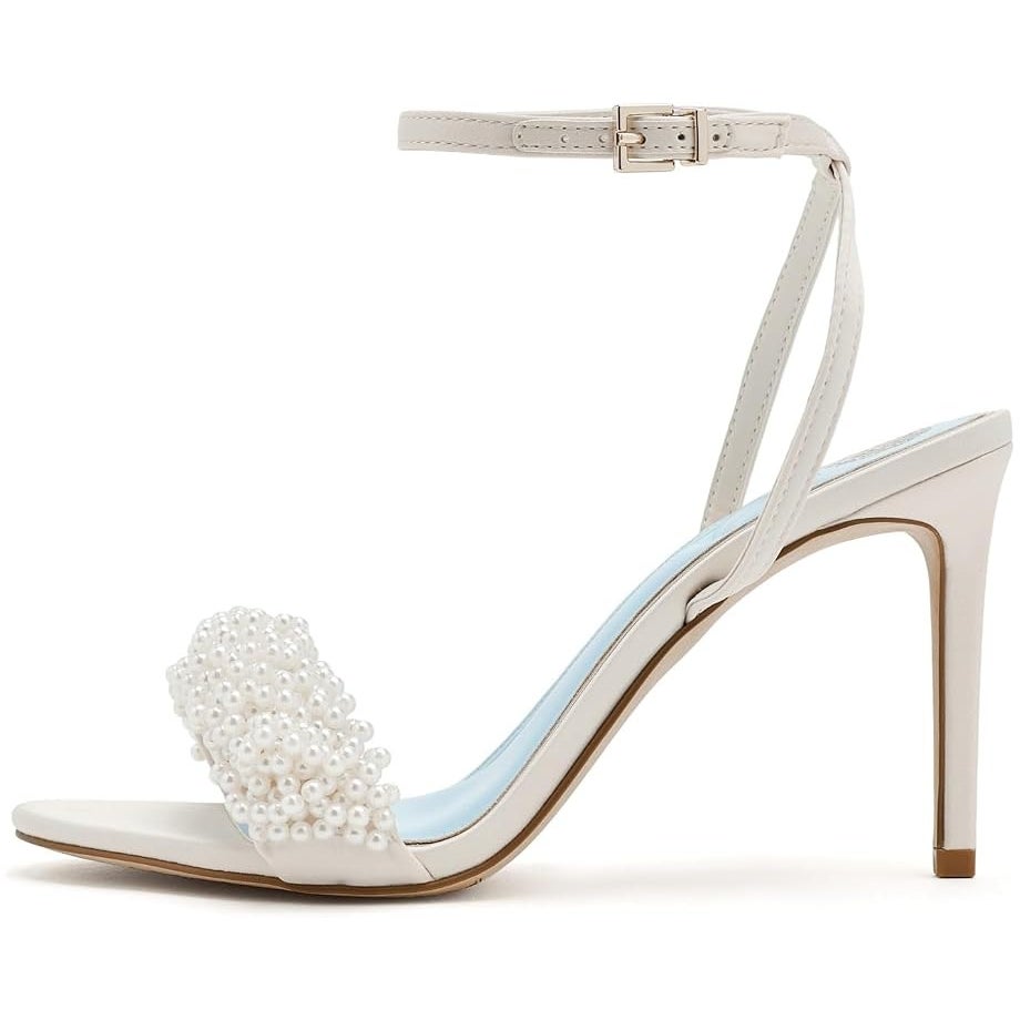 Vince Camuto Womens Arleem Pearl Beaded High Heel Sandals Size 8 Off White NWOB