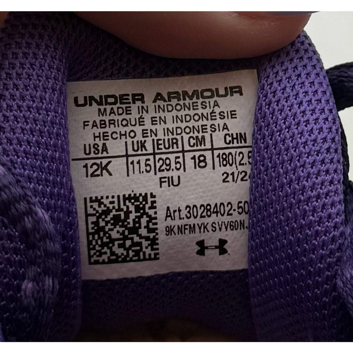 Under Armour Curry 3Z 24 Basketball Shoes KIDS SIZE 12K Purple Athletic NWOB