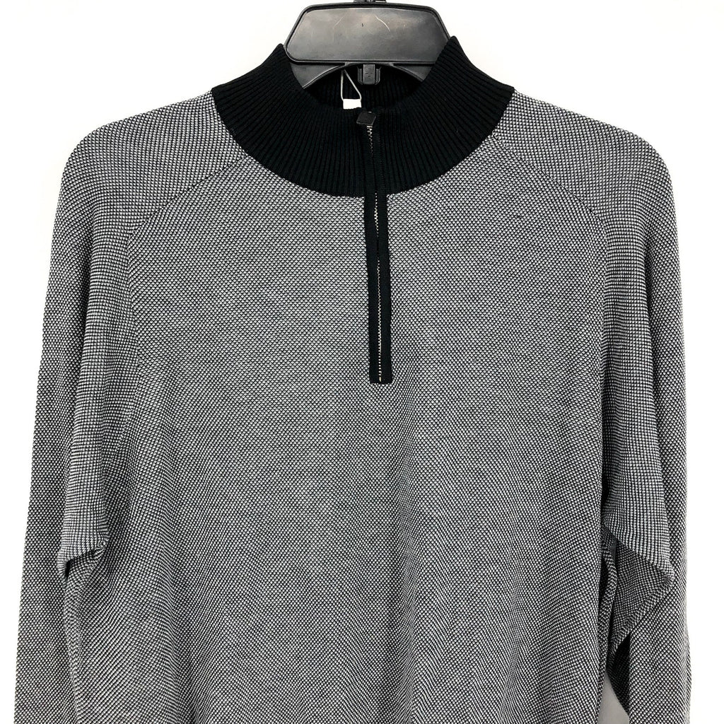 JACK VICTOR Men's Valois 1/4 Zip Sweater Large Black Pullover Cotton Silk NWT