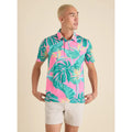 CHUBBIES Mens Performance Polo Shirt XL Pink Green Birds Paradise SS NWT